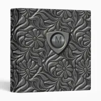 Embossed Metal Shield Monogram ID139 Binder