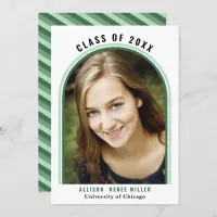 Linear Green Arch Photo Graduation Announcement