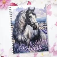 Pretty Gray Horse Standing in Lavender Notebook