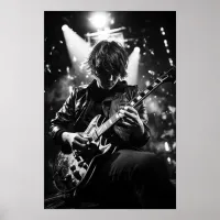 The guitarist on stage B&W photo Poster