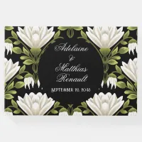 Elegant Black & White Floral Wedding: Calligraphy  Guest Book