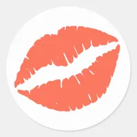 Tomato Lipstick Print Classic Round Sticker