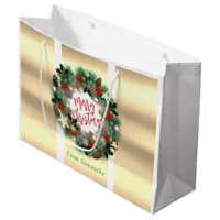 Luxurious Christmas wreath personalizable Large Gift Bag