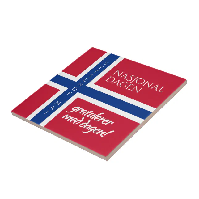 Syttende Mai May 17th Norwegian National Day Flag Ceramic Tile