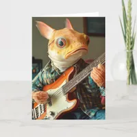 A funny catfish playing guitar fantasy Birthday Card