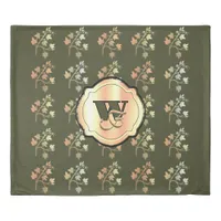 Autumn vibes golden vine branch on khaki Monogram Duvet Cover