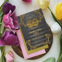 Chic Elegant 50th Wedding Anniversary Celebration Invitation