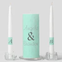 Personalize this Aqua Unity Candle with your Names