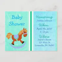 Baby Boy Rocking Horse Blue Baby Shower Invitation