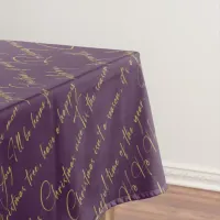 Purple Gold Christmas Typography Pattern#36 ID1009 Tablecloth