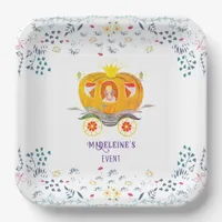 Pumpkin Princess Carriage Wildflowers Birthday Paper Plates