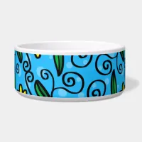 Abstract Floral Pet Bowl