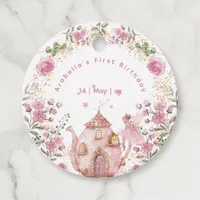 Tea Party Fairy Girl Blush Pink Flowers Birthday Favor Tags