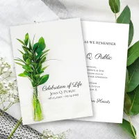 Greenery in Vase Celebration of Life Memorial Invitation