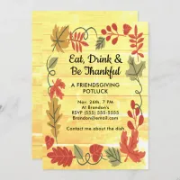 Friendsgiving Thanksgiving Rustic Wood Invite