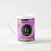 Elegant 6th Amethyst Wedding Anniversary Bone China Mug