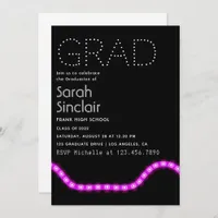 Pink LED Lights Graduation Party Invitation