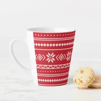 Festive Rustic Red Snowflake Holiday Sweater Latte Mug