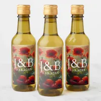 Red Poppies Floral Wedding Personalized Wine Label