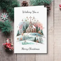 Wishing You a Merry Christmas | Watercolor Church Card