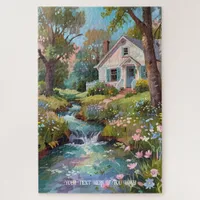 Tranquil Countryside Retreat Cottage Watercolour Jigsaw Puzzle