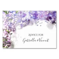 Purple Lilacs Watercolor Wedding Advice Cards