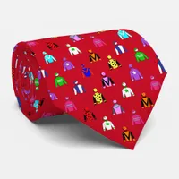 Jockey Silks on Red Fun Horse Racing Neck Tie