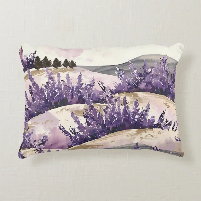 Elegant French Countryside Pretty Lavender Fields  Accent Pillow