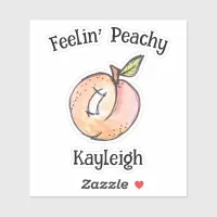 Trendy Cute Feelin Peachy Peach Fun Modern Teen  Sticker