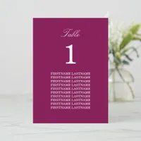 Mulberry Wine Guest Names Table Card