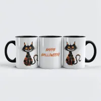 Happy Halloween Scary Black Cat Coffee Cocoa Mug