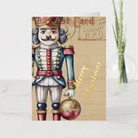 Adorable Christmas Nutcraker Vintage Foil Greeting Card