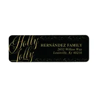 Holly Jolly Modern Black Gold Christmas Address Label