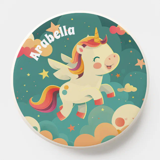 Flying Unicorn Between Clouds And Stars PopSocket