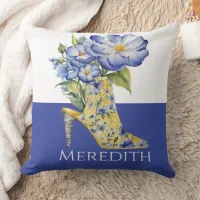 Modern Elegant Floral High-Heel Shoe Throw Pillow