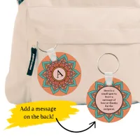 Customizable Boho Floral Mandala with Message Spot Keychain