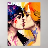 Lesbian Lovers Kiss Poster