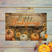 Pumpkins Rustic Wood Thanksgiving Paper Placemat