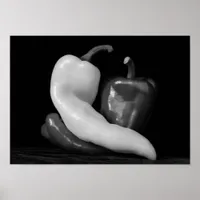 Peppers in Love Black and White Photography Poster