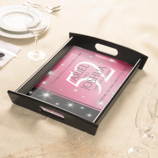 Elegant 52nd Star Ruby Wedding Anniversary Serving Tray