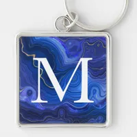 Monogrammed Lapis Lazuli Keychain