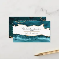 Teal - Turquoise and Gold Agate Business Appointment Card