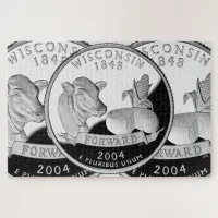 Faux Wisconsin State Quarter Cow Cheese Corn Farm Jigsaw Puzzle