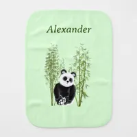 Cute Panda Sitting in Bamboo Baby Burp Cloth