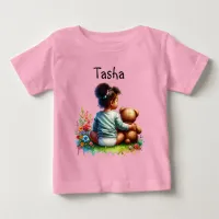 Baby Girl and her Teddy Bear | Personalized Baby T-Shirt