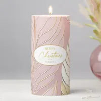 Pink Gold Christmas Pattern#29 ID1009 Pillar Candle