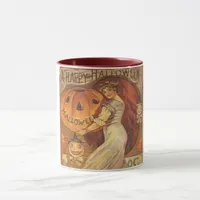 Halloween Vintage Woman and Jack o Lantern Coffee Mug