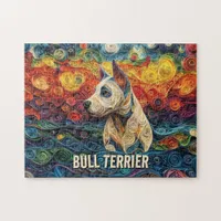 Bull Terrier Paper Quilling Art Dog Portrait Jigsaw Puzzle