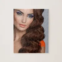 Gorgeous Long Haired Woman in Orange Jigsaw Puzzle