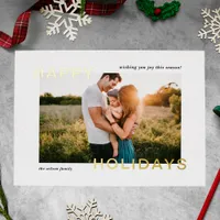 Minimal Modern Happy Holidays Photo  Foil Holiday Card